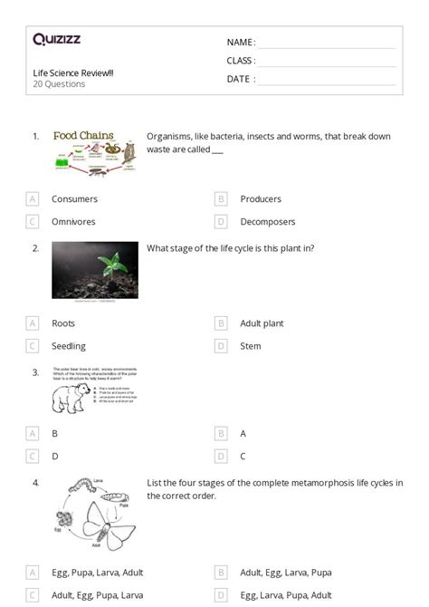 50+ Life Science worksheets on Quizizz | Free & Printable