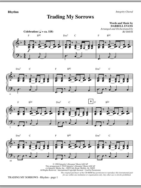 Trading My Sorrows - Rhythm at Stanton's Sheet Music