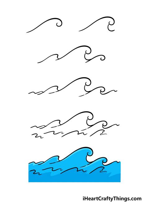 How To Draw A Wave Step By Step - Easy Breaking Wave Drawing