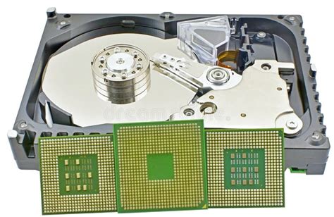 Hard Disk and CPU Isolated on White Stock Photo - Image of electrical ...