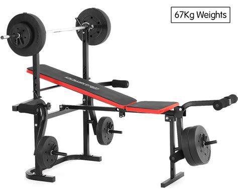 NNEDPE Powertrain Home Gym Workout Bench Press with 67kg Weights | Home ...