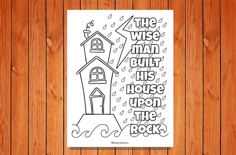 'The Wise Man Built' Printable (Matthew 7:24-27) • MinistryArk | Bible ...