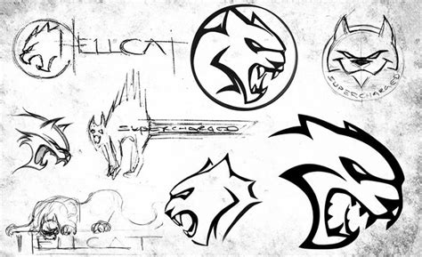 The sketches that evolved into the Dodge Hellcat logo | Sketches ...