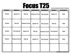 Printable T25 Workout Schedule