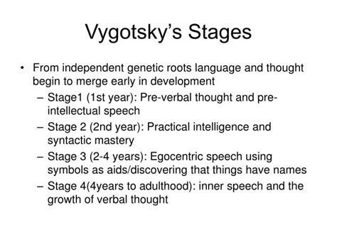 Lev Vygotsky Theory Stages