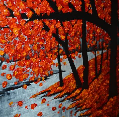 Original Abstract Red Tree Painting Round Canvas Home Office - Etsy