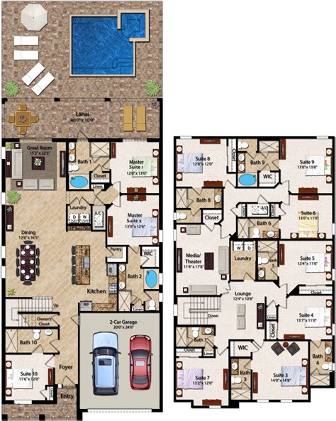 10 Bedroom House Floor Plans - House Plans