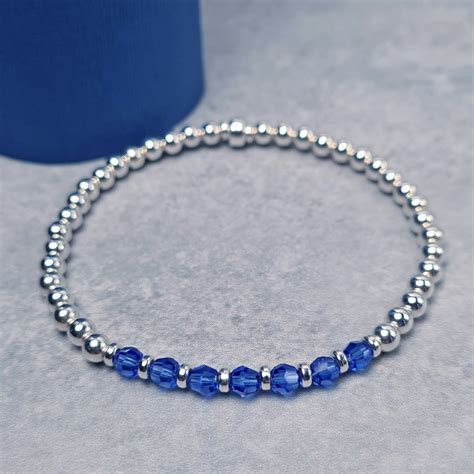 September Birthstone Bracelet Sapphire Crystal and Silver - Etsy