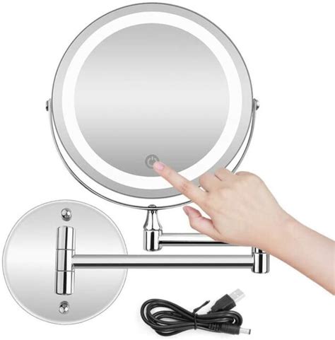 Ataller 5X LED USB Wall Mounted Makeup Mirror With Dimmable Lights ...