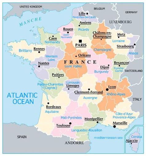 Map Of France With States And Cities - Gretel Hildagarde