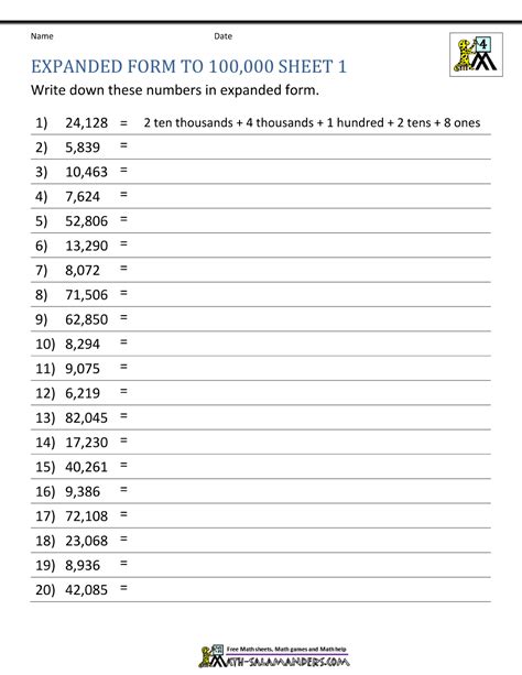 expanded form to 100000 1 Expanded Form Math, Expanded Form Worksheets ...