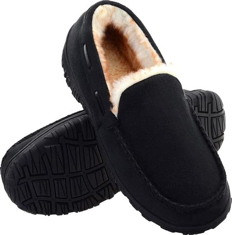 Amazon.com | Vonair Mens Moccasin Slippers Indoor Outdoor Slip on Warm ...