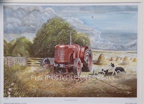 Vintage tractor art print. Watercolour painting - Philip Oliver Prints