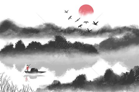 Chinese ink wash painting illustration image_picture free download ...