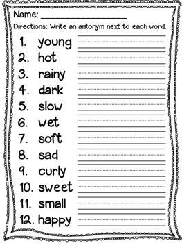 Antonym Freebie | Antonym, First grade lessons, Antonyms worksheet