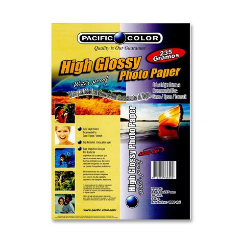 Papel Fotográfico Glossy Brillante A4 235gr 20 Hojas Pacific Color ...