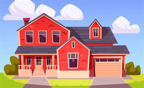 Suburban house with red brick and garage | IMGPANDA - A Free Resources ...