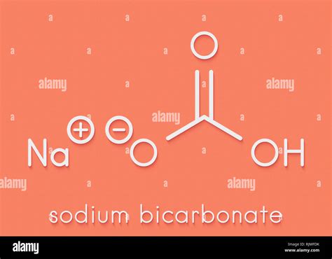 Sodium bicarbonate (baking soda), chemical structure. Skeletal formula ...