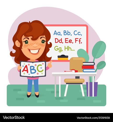 Cartoon kids english teacher Royalty Free Vector Image