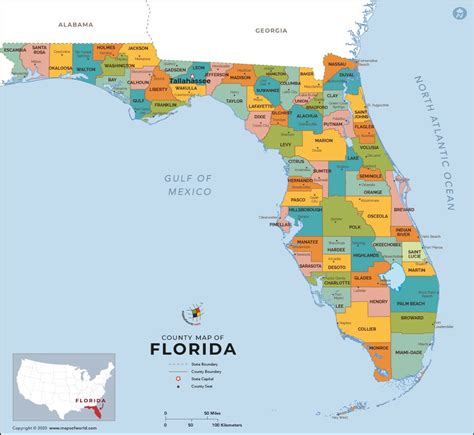 Florida County Map, State of Florida County Map