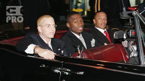 Rappers Eminem, 50 Cent and Dr. Dre arrive at the Shady National ...