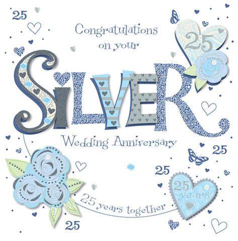 Handmade Silver 25th Wedding Anniversary Greeting Card | Cards