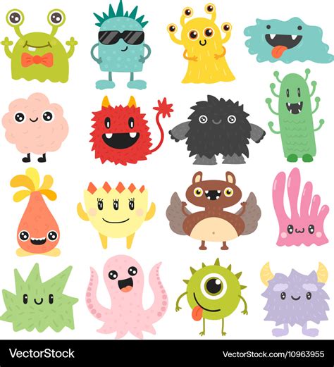 Cute monsters set Royalty Free Vector Image - VectorStock