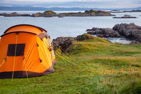 Camping tent on the west coast of the Highlands of Scotland, UK ...