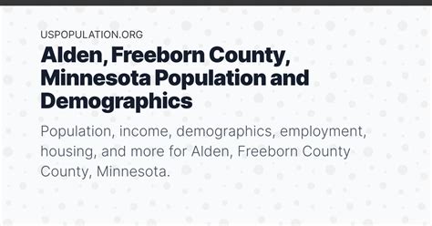 Alden, Freeborn County, Minnesota Population | Income, Demographics ...