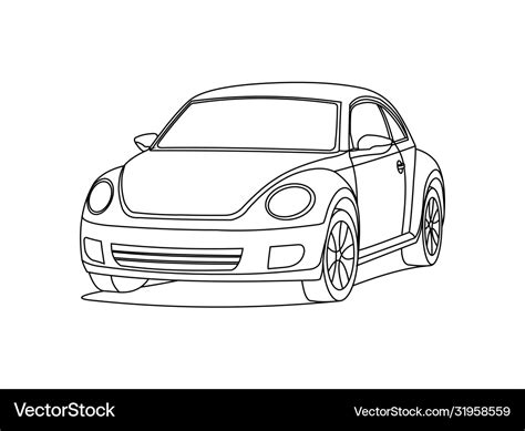 Small car front view three quarter view contour Vector Image