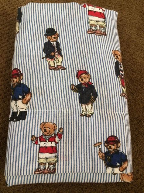 VINTAGE Ralph Lauren Polo Flat Sheet Twin Size Bed Bears Teddy Bear ...