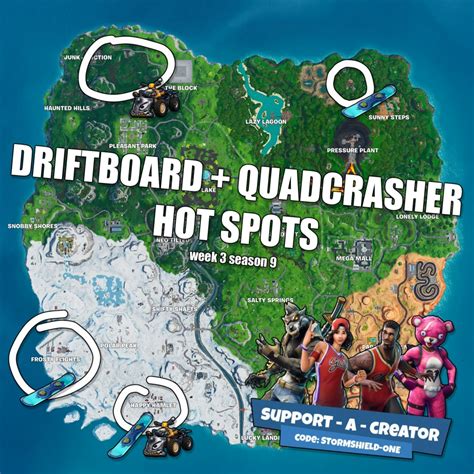 Fortnite Season 9 Driftboard and Quadcrasher Locations