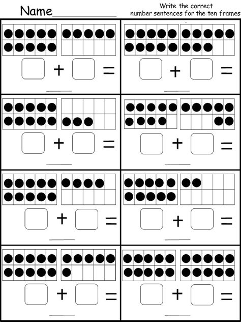 Making Ten With Ten Frames Worksheets