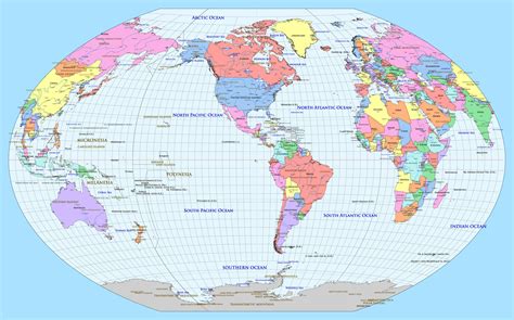 Political world map America centered Winkel-Tripel projection 27908916 ...