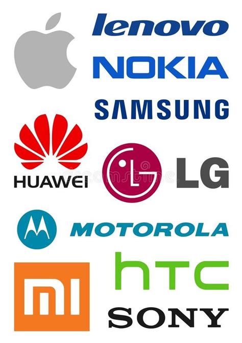 Smartphone producers logos. Vector logos of the 10 most popular mobile ...