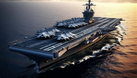 Premium AI Image | Carrier based aircraft launches and takes off