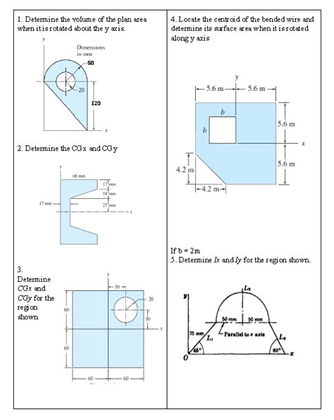 Centroids, Areas, & Volumes of Plane Areas & Curves | Chegg.com