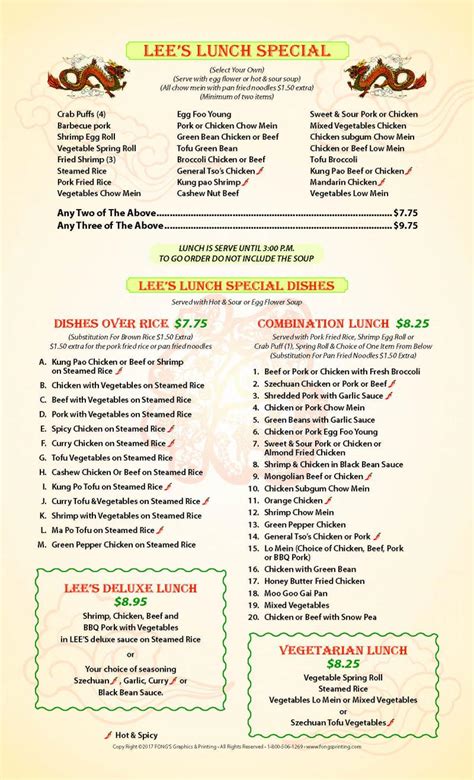 Lee's Chinese Restaurant - scroll down to view menu