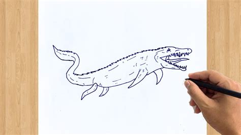 How to Draw a Mosasaurus Step by Step Easy | Dinosaur Drawing From ...