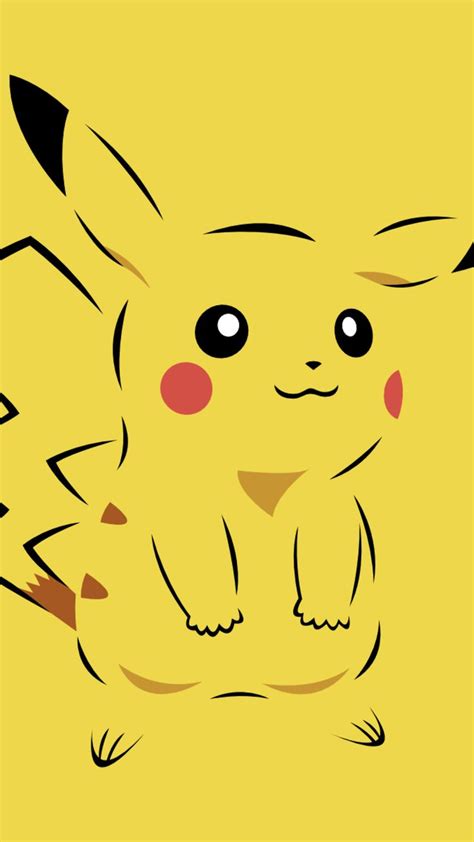 a drawing of a pikachu sitting on top of a yellow background with red eyes