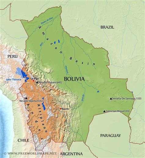 Bolivia Physical Map