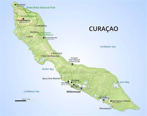 Map Of Curacao In Caribbean - Valley Zip Code Map