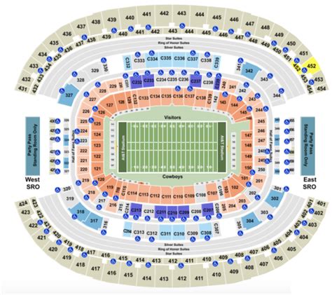 Dallas Cowboys Stadium Seating Chart Party Pass | Elcho Table