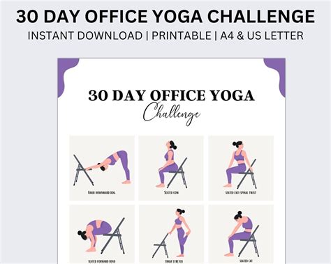 30 Day Yoga Challenge Printable Yoga Challenge 30 Day Challenge Tracker ...