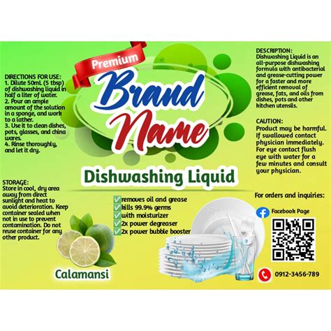 Sticker Label Size For Dishwashing Liquid - Design Talk