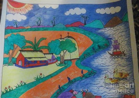 Sahara desert and Nile river Drawing by Farhana Hussen - Pixels