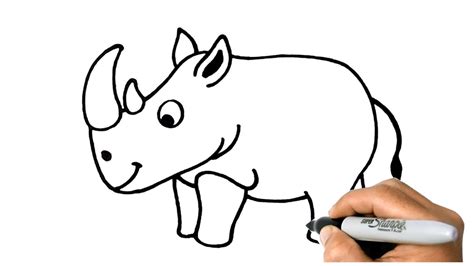 How to DRAW RHINO ( Rhinoceros ) EASY Step by Step | Animals drawing ...