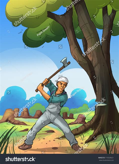 Man Cutting Tree Cartoon Images / Green coconut tree cartoon images ...