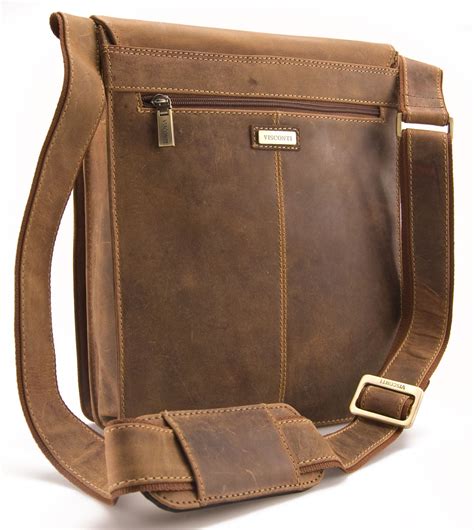 Visconti Mens Distressed Real Leather Cross Body Messenger Bag JASPER ...