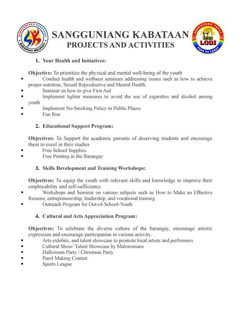 Sangguniang- Kabataan-1 - SANGGUNIANG KABATAAN PROJECTS AND ACTIVITIES ...